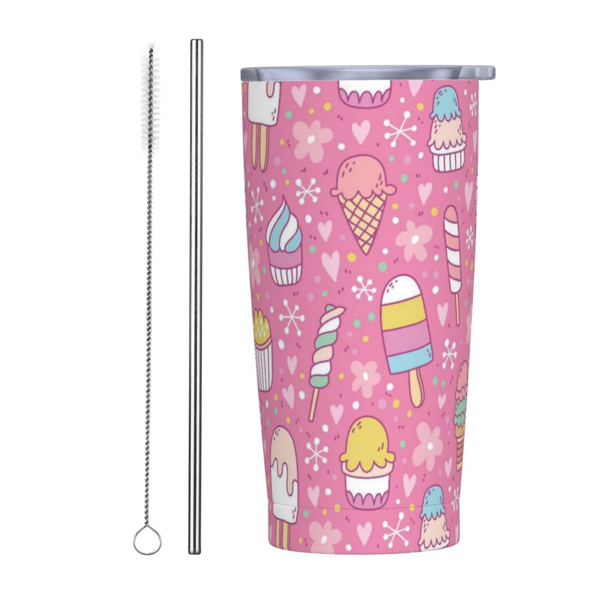 Skiing 20oz Tumbler with Lid and Straw for Sports Lovers, Winter Fashion Ski Sport Insulated Mug Cartoon Ski Sport Design Stainless Steel Tumbler Double Wall Vacuum Travel Mug Coffee Cup