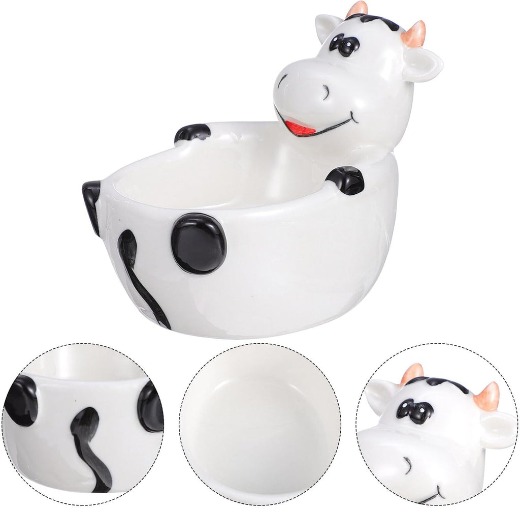 ABOOFAN Animal Shaped Ceramic Bowl Lightweight Cartoon Cow Design Food Container for Dessert Breakfast Snacks Fruit Salad Pasta Soup 5.51X3.54X4.25 Inch