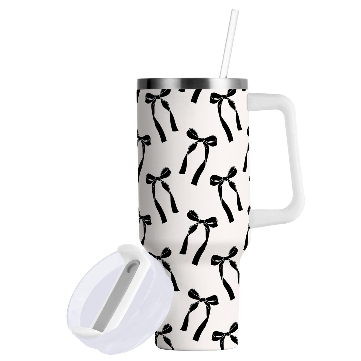 Cartoon Style White Geese Tumbler with Handle and Straw Leak Proof Tumbler 2 in 1 Lid Insulated Water Bottle Tumblers Stainless Steel Cup Large Travel Mug Cups, Gifts for Women Man, 30oz