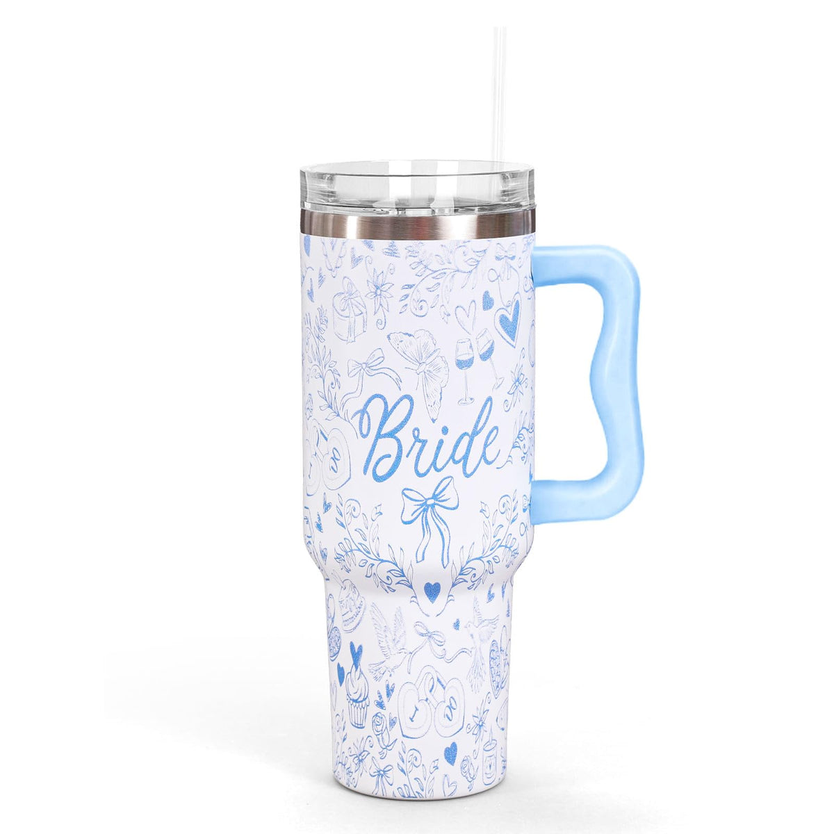 Whaline 40 Oz Cartoon Sponge Tumbler with Handle Straw and Lid Ocean Themed Travel Tumbler Flower Bubble Jellyfish Coffee Cup for Friend Summer Holiday Birthday Party Favors