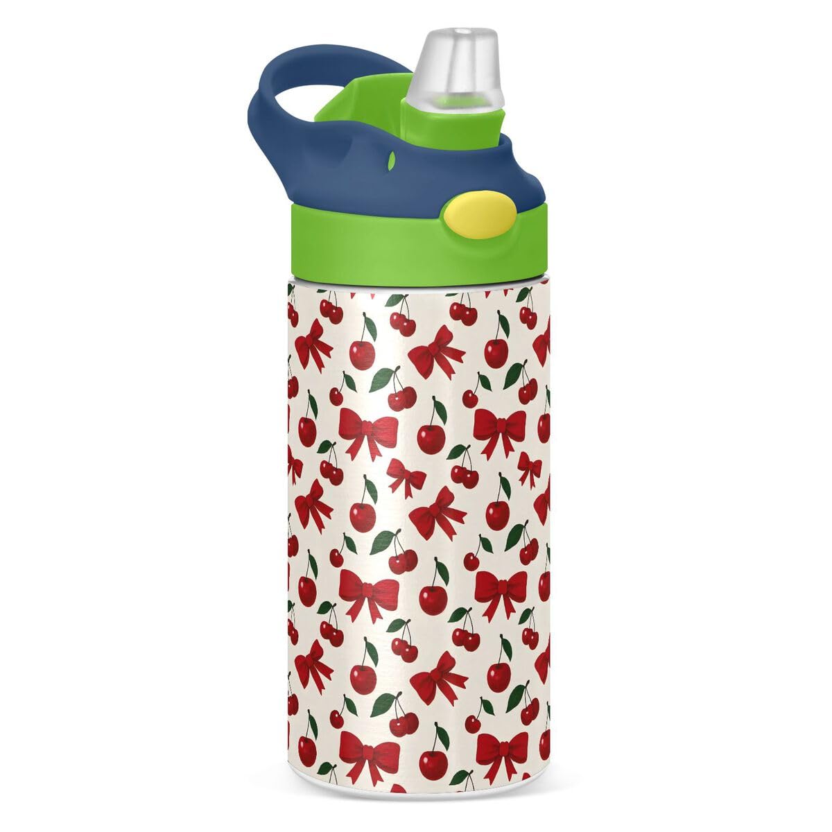 ALAZA Zebra Cartoon Blue Kids Water Bottles Insulated Stainless Steel Tumbler Travel Cup Lids Straw Double Walled Leakproof 12 OZ for Boys Girls