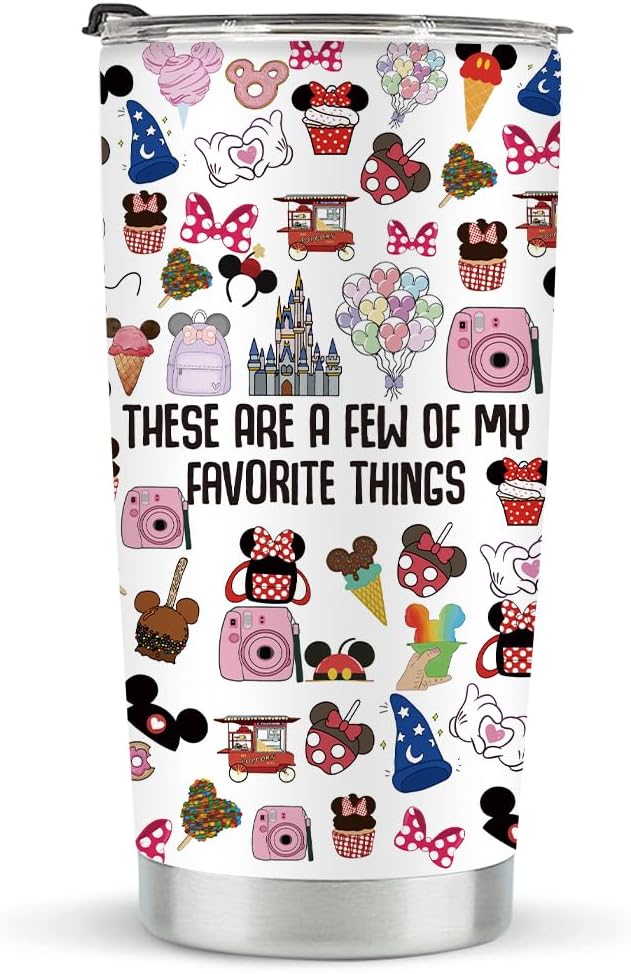 Vacation Trip Gift, Fairytale Fans Coffee Mug, Mouse Family Trip Snacks, Fairy Tales Gifts, Cartoon Character Lover Gift, Mouse Ice Cream, Insulated Stainless Steel Coffee Tumbler, BPA Free 20 oz
