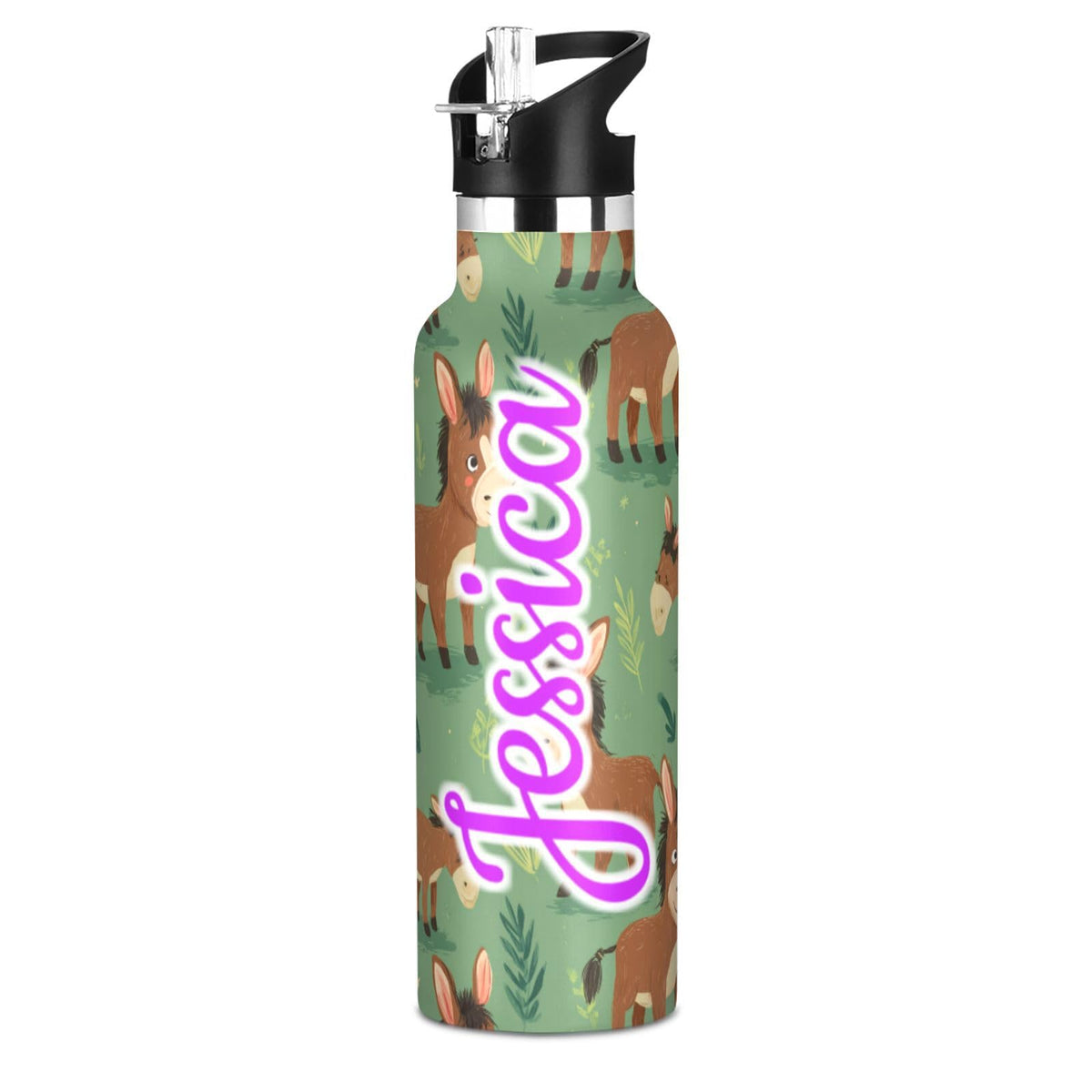 Kcldeci Kids Water Bottle for School Cartoon Chicken Nuggets Personalized 20oz Stainless Steel Insulated Tumbler with Straw, Leak-Proof Travel Flask for Boys Girls, BPA-Free