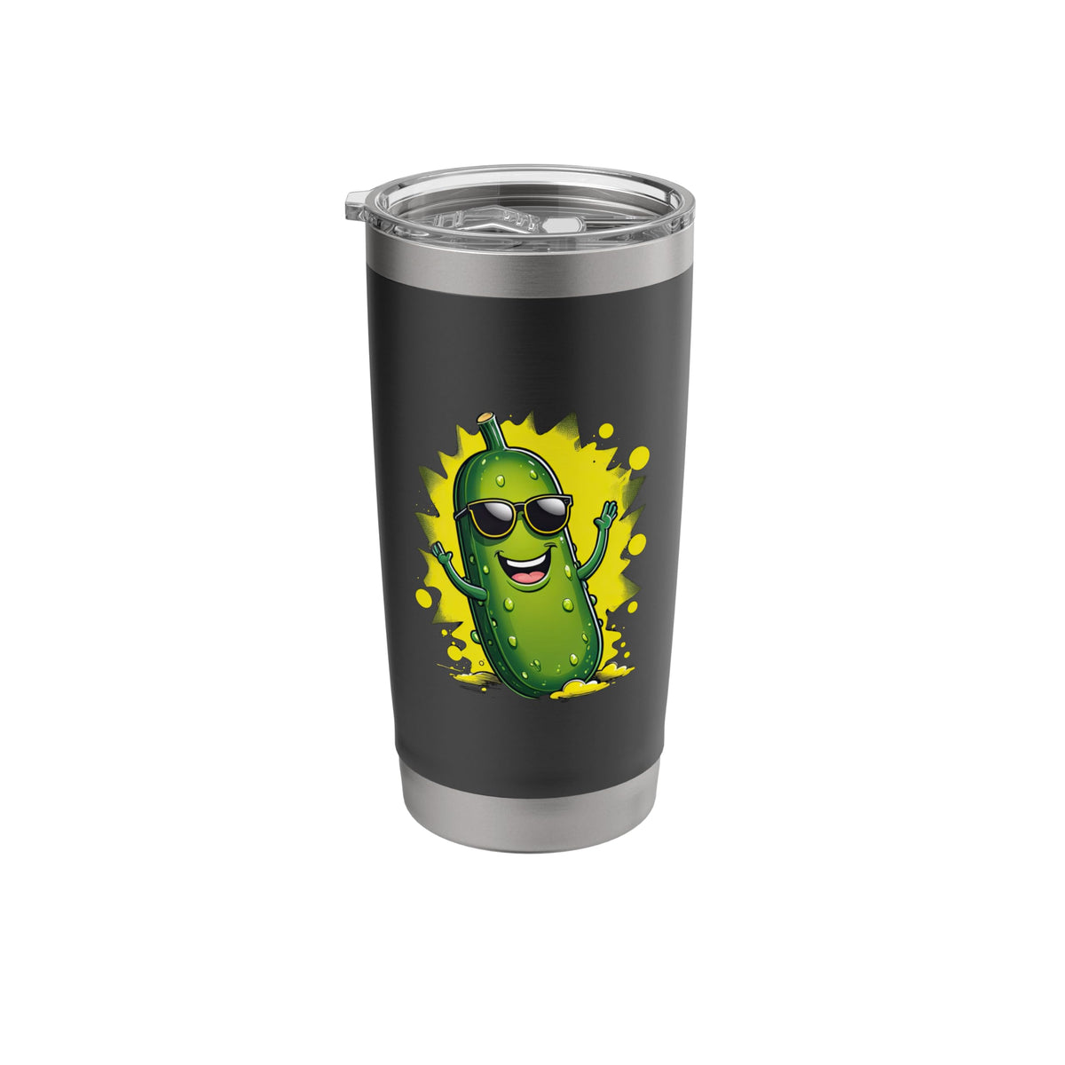 Cool Happy Pickle Cartoon with Sunglasses Stainless Steel Insulated Tumbler