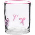 2 Pcs Pink Bow Icon Juice Glass Coquette Bow Aesthetic Anthropologie Cup 14 Oz Double Old Fashioned Icon Hand Blown Glass with Heavy Base for Cute Cocktail Glasses Women Friend Party