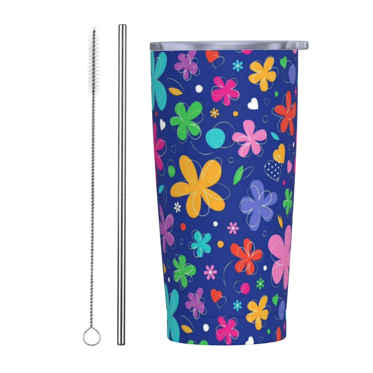 Skiing 20oz Tumbler with Lid and Straw for Sports Lovers, Winter Fashion Ski Sport Insulated Mug Cartoon Ski Sport Design Stainless Steel Tumbler Double Wall Vacuum Travel Mug Coffee Cup