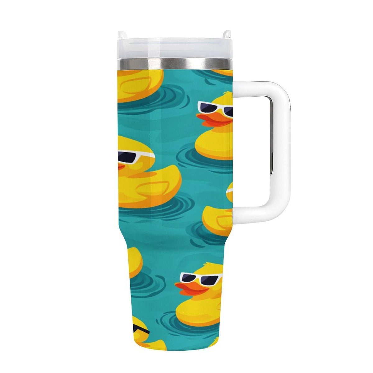 Stainless Steel Insulated Tumbler 40 OZ (1200 ML), Cartoon Yellow Duck Coffee Mug Cup with Splash-Proof Lid And Straw for Car Home Office Outdoor Travel