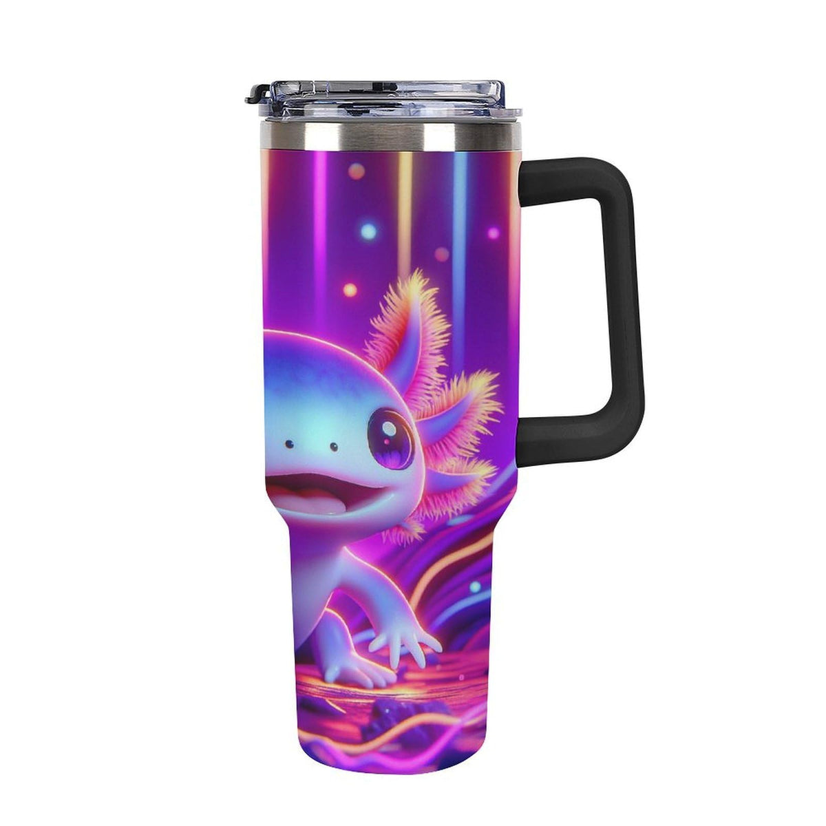 Black Cat Yellow Eyes Tumbler with Lid And Straw 40oz Cartoon Halloween Stainless Steel Cup Insulated, Large Capacity Car Cup, Leakproof Travel Tumbler Coffee Mug with Handle