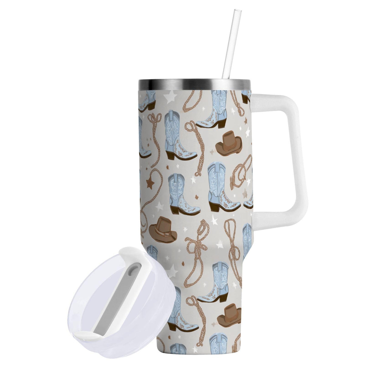 Cartoon Style White Geese Tumbler with Handle and Straw Leak Proof Tumbler 2 in 1 Lid Insulated Water Bottle Tumblers Stainless Steel Cup Large Travel Mug Cups, Gifts for Women Man, 30oz