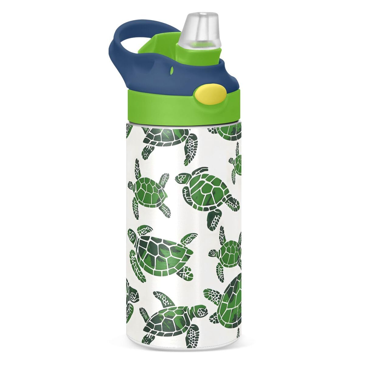 ALAZA Zebra Cartoon Blue Kids Water Bottles Insulated Stainless Steel Tumbler Travel Cup Lids Straw Double Walled Leakproof 12 OZ for Boys Girls