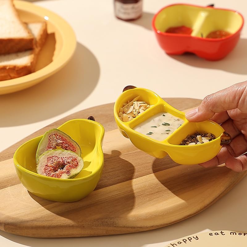 Ceramic Fruit-shaped Dipping Dishes Set Soy Sauce Dishes, 3 oz Ceramic Dipping Bowls, Sauce Cups, Dinnerware and Accessories, Housewarming Gifts, Ketchup, BBQ, Party, Charcuterie Accessories(BANANA)
