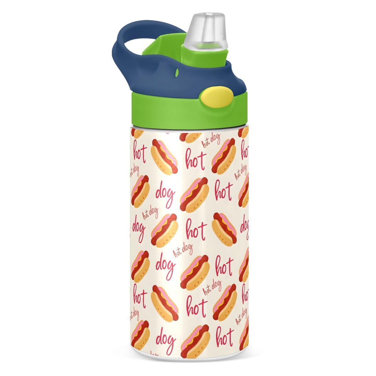 ALAZA Zebra Cartoon Blue Kids Water Bottles Insulated Stainless Steel Tumbler Travel Cup Lids Straw Double Walled Leakproof 12 OZ for Boys Girls