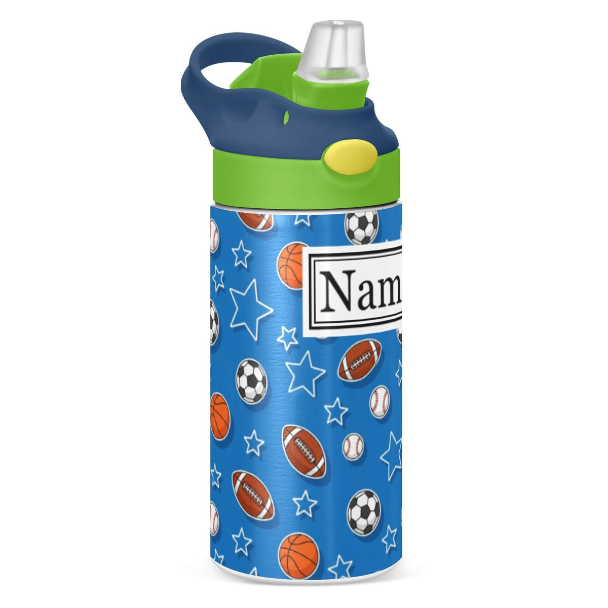 Personalized Name Water Bottles for Kids Cartoon Crocodiles Basketball Custom Toddlers Insulated Stainless Steel with Straw Lid Tumbler Gift for Boys Girls Birthday School