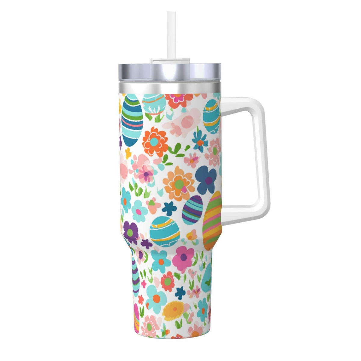 40 OZ Cute Cat Ice Bully Cup with Handle Straw Lid, Double Wall Stainless Steel Tumbler Travel Coffee Cup, Cartoon Insulation and Cooling Mug for Christmas Birthday Present