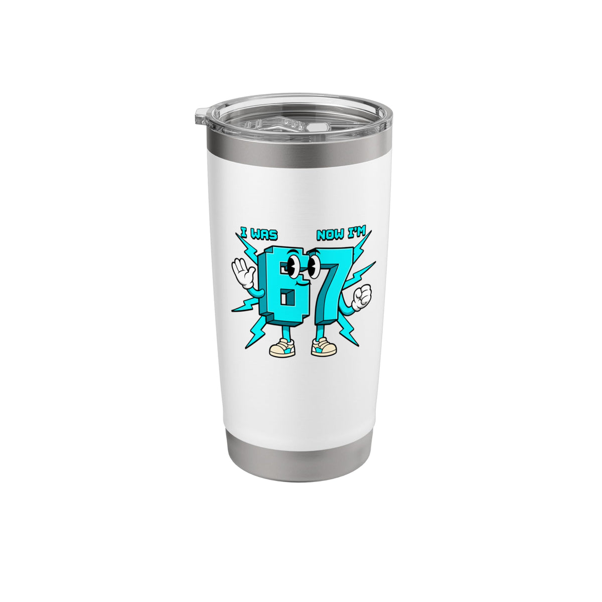 Birthday 67 Cartoon Number, I Was Now I'm 67 Funny 67th Day Stainless Steel Insulated Tumbler