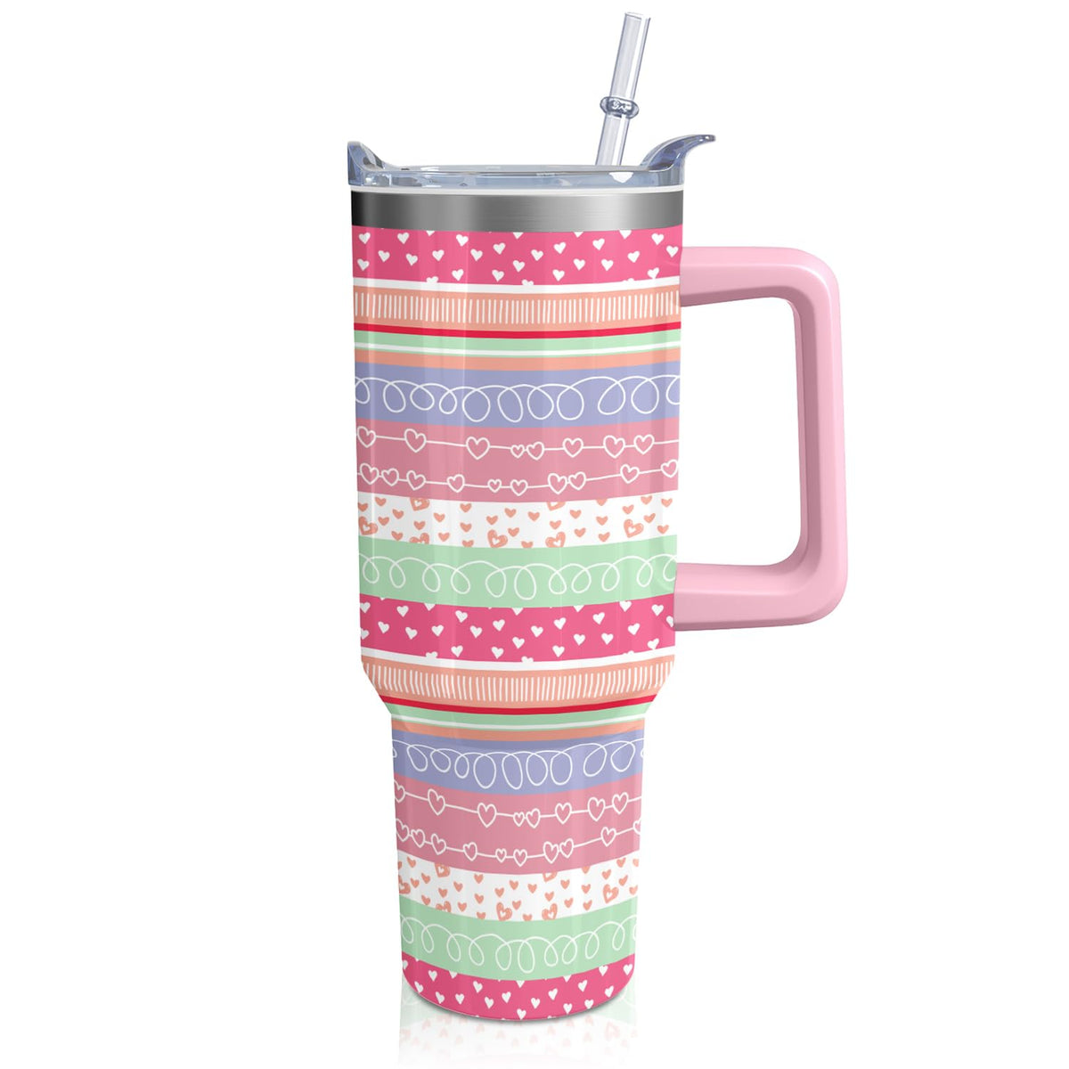 Cartoon Seafloor Princess Tumbler with Handle & Straw | Sea World | Travel Coffee Mug -Birthday/Christmas Gift to Girl/Women
