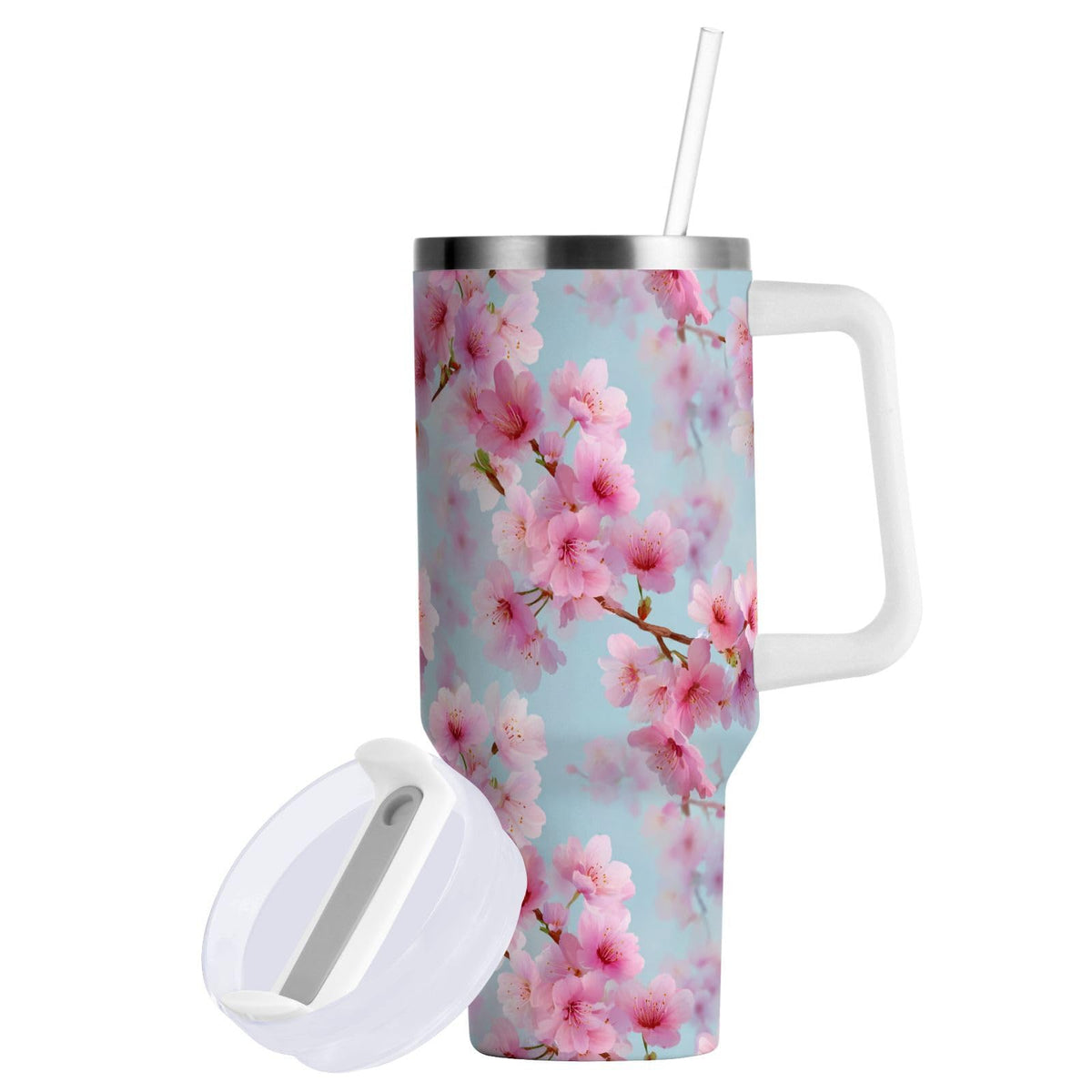Cartoon Style White Geese Tumbler with Handle and Straw Leak Proof Tumbler 2 in 1 Lid Insulated Water Bottle Tumblers Stainless Steel Cup Large Travel Mug Cups, Gifts for Women Man, 30oz