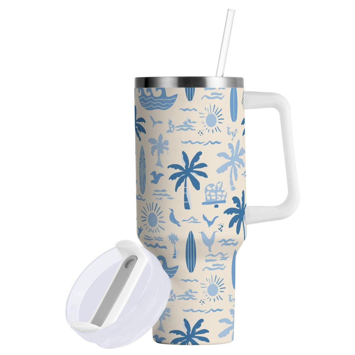 Cartoon Style White Geese Tumbler with Handle and Straw Leak Proof Tumbler 2 in 1 Lid Insulated Water Bottle Tumblers Stainless Steel Cup Large Travel Mug Cups, Gifts for Women Man, 30oz