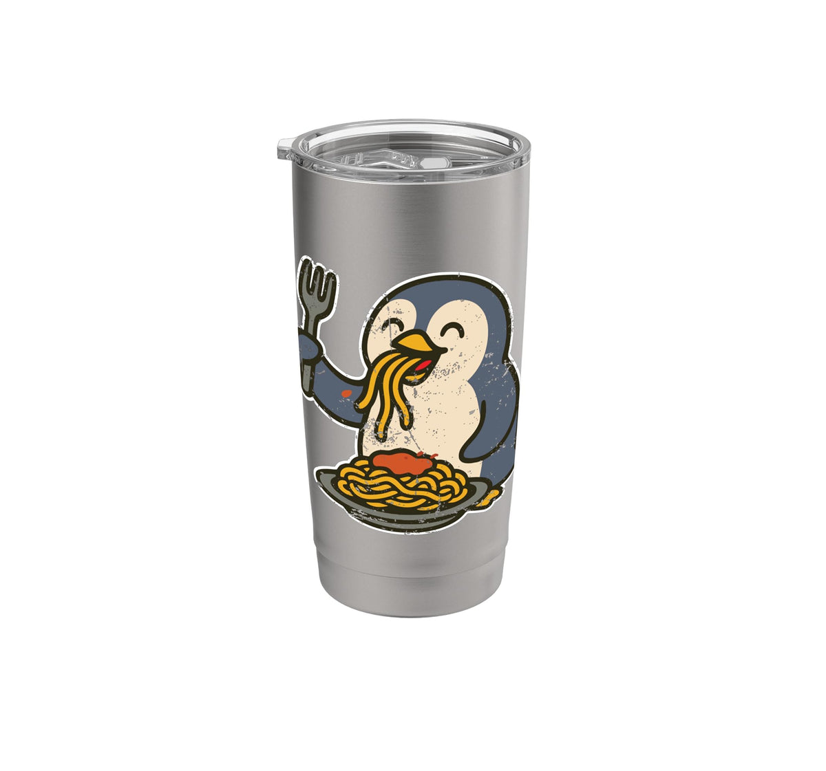 Pasta Loving Penguin Cartoon Stainless Steel Insulated Tumbler