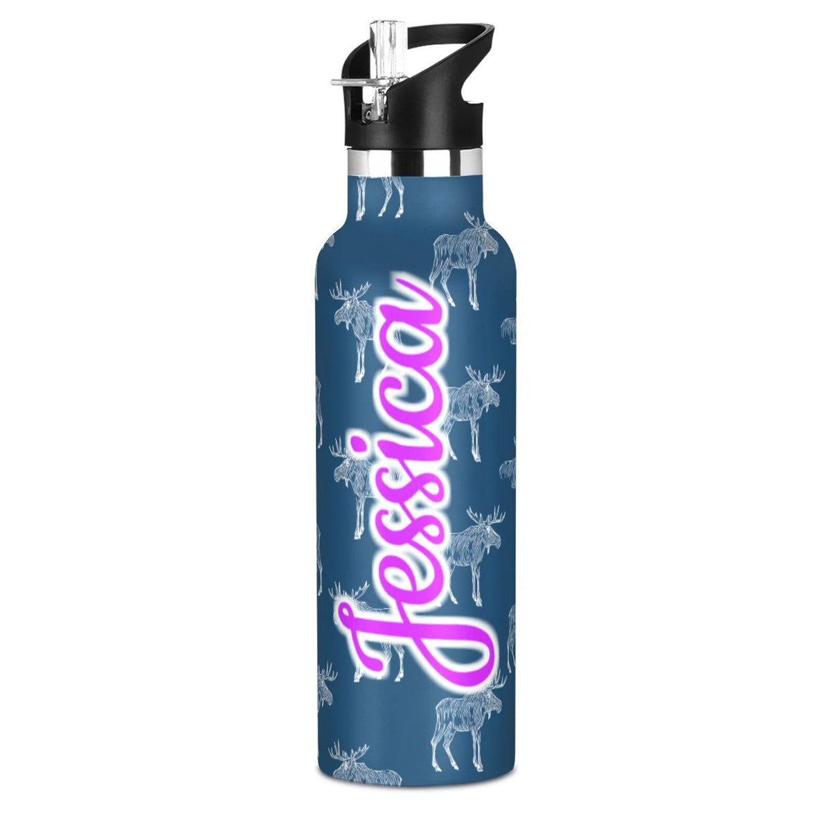 Kcldeci Kids Water Bottle for School Cartoon Chicken Nuggets Personalized 20oz Stainless Steel Insulated Tumbler with Straw, Leak-Proof Travel Flask for Boys Girls, BPA-Free