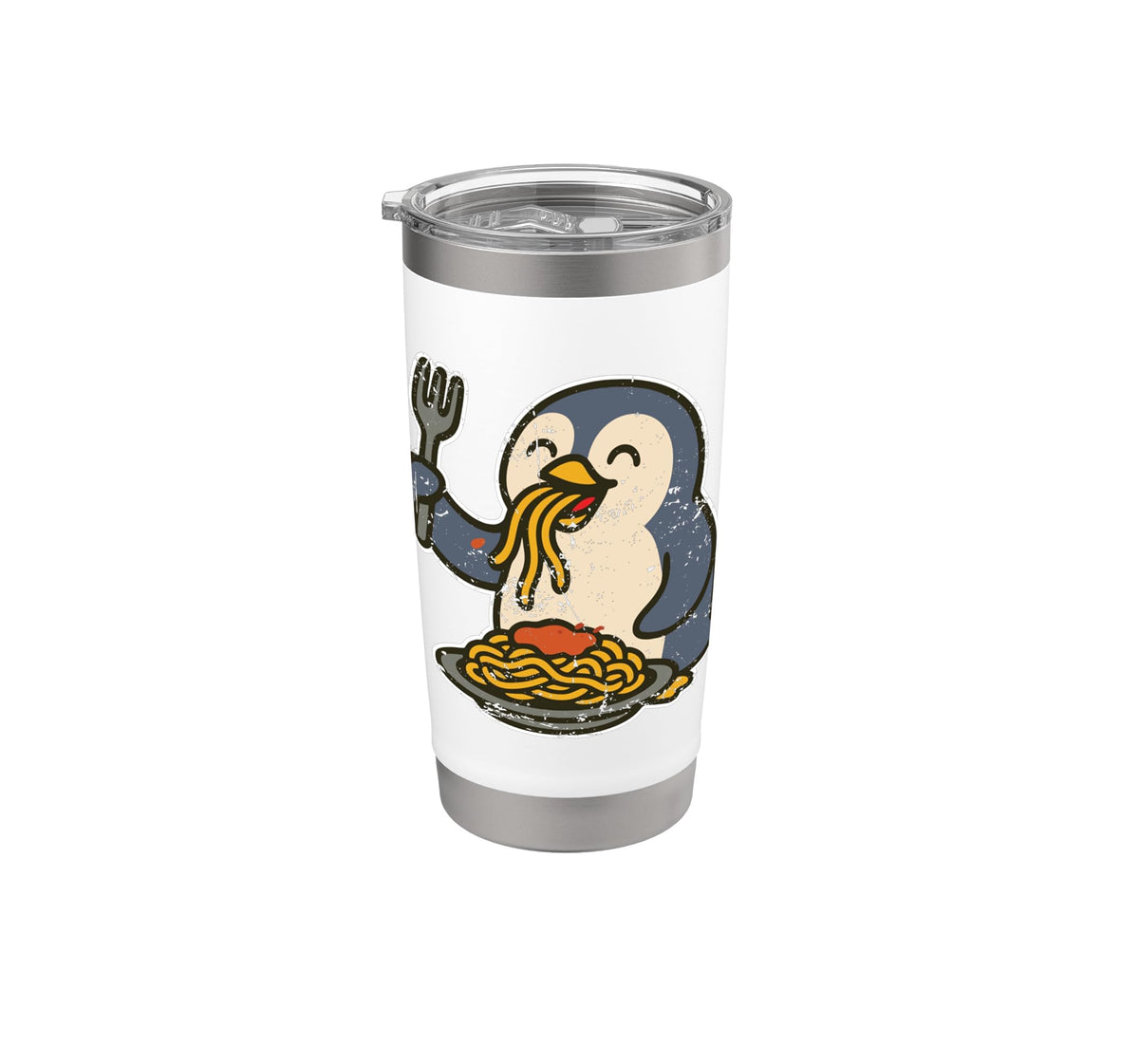 Pasta Loving Penguin Cartoon Stainless Steel Insulated Tumbler