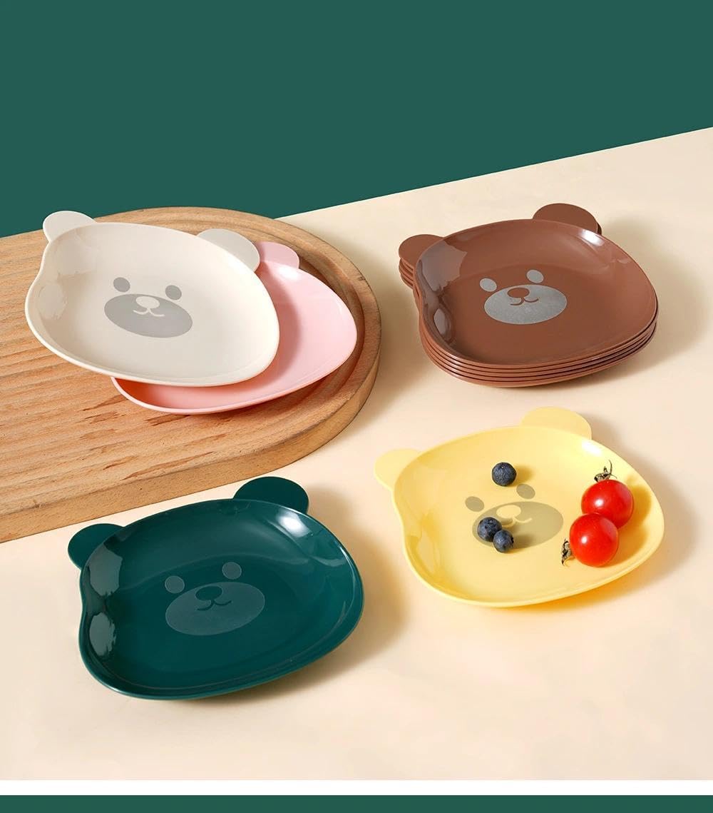 COMIART Cute Bear PP Material Small Dish for Dipping Sauces and Bones - 5 Colors Set