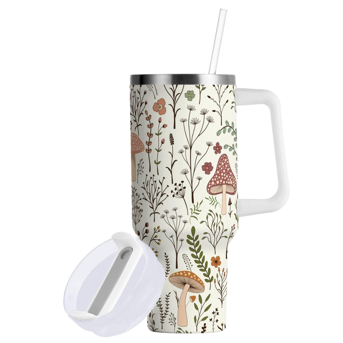 Cartoon Style White Geese Tumbler with Handle and Straw Leak Proof Tumbler 2 in 1 Lid Insulated Water Bottle Tumblers Stainless Steel Cup Large Travel Mug Cups, Gifts for Women Man, 30oz