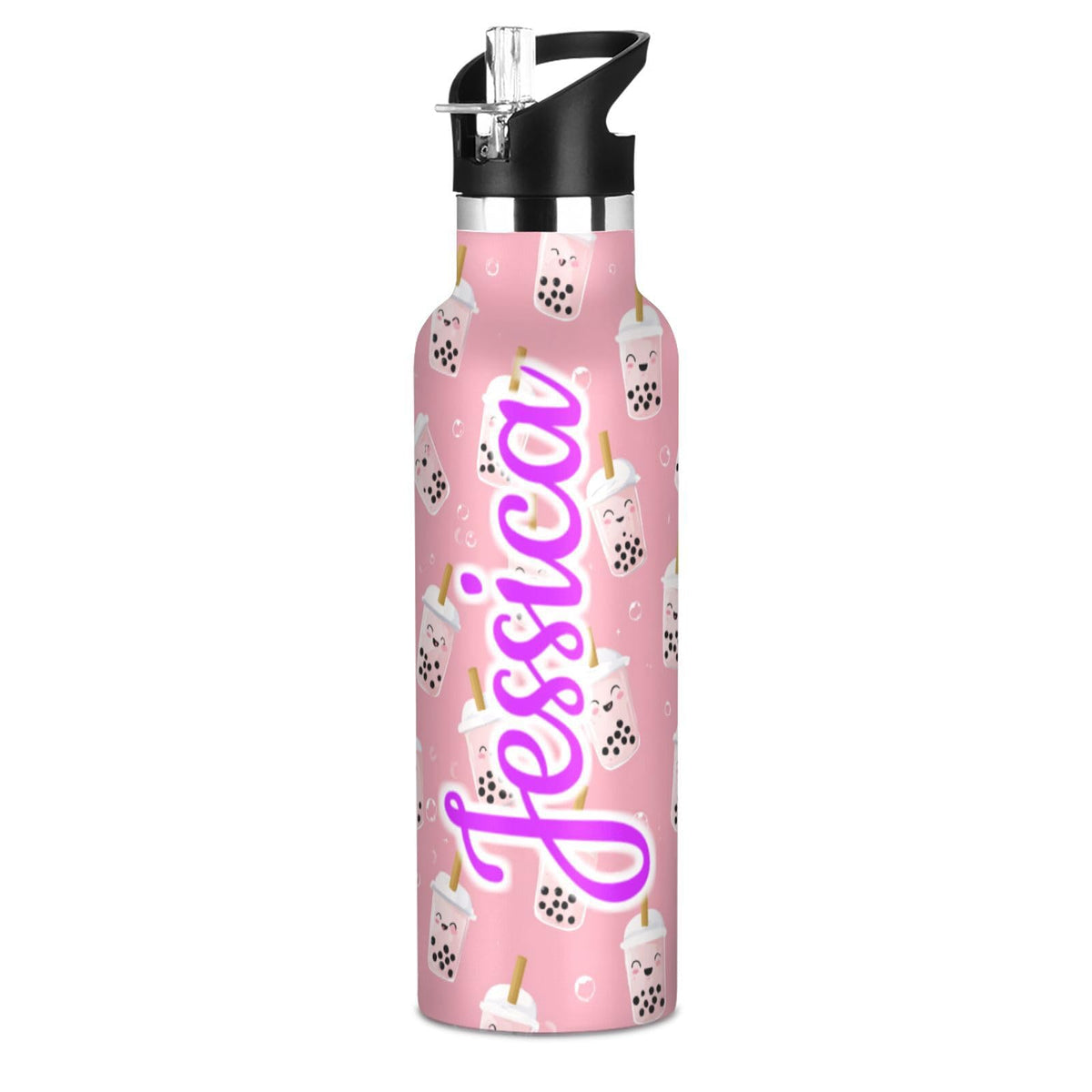 Kcldeci Kids Water Bottle for School Cartoon Chicken Nuggets Personalized 20oz Stainless Steel Insulated Tumbler with Straw, Leak-Proof Travel Flask for Boys Girls, BPA-Free