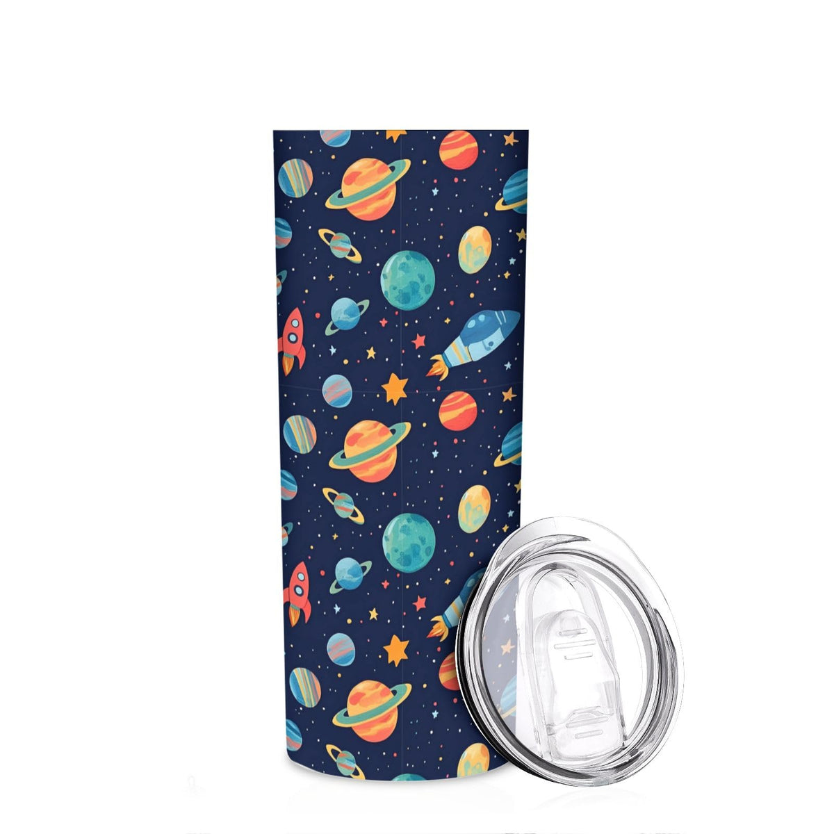 Cartoon Sharks 20 oz Insulated Skinny Tumbler with Lid and Straw, Cute Sea Animals Straight Tumblers Travel Coffee Cup for Men Women