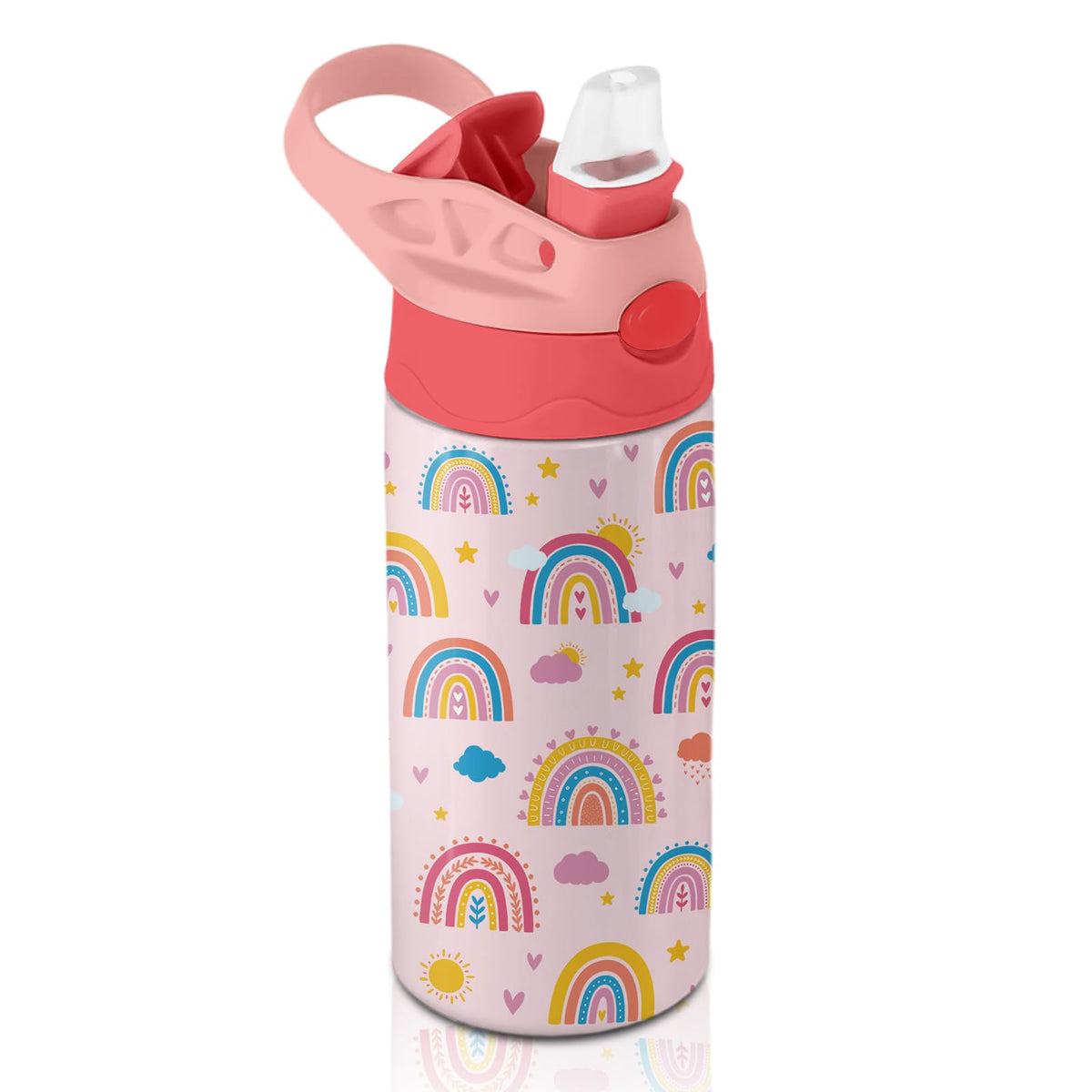 Mermaid Water Bottle for Girls - 12oz Cute Cartoon Kids Water Bottle with Straw, Stainless Steel Tumbler, Insulated, Leak-proof, BPA-free, Pop-up Straw Lid, for School, Children Birthday Gift Cup(1pc)