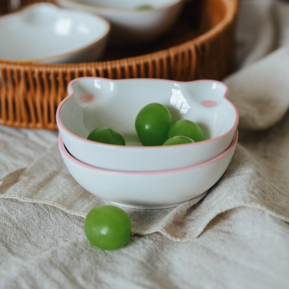 Household Cute Ceramic Bowl Soy Sauce Vinegar Cartoon Seasoning Underglaze Color Bear Dessert (Mixed)