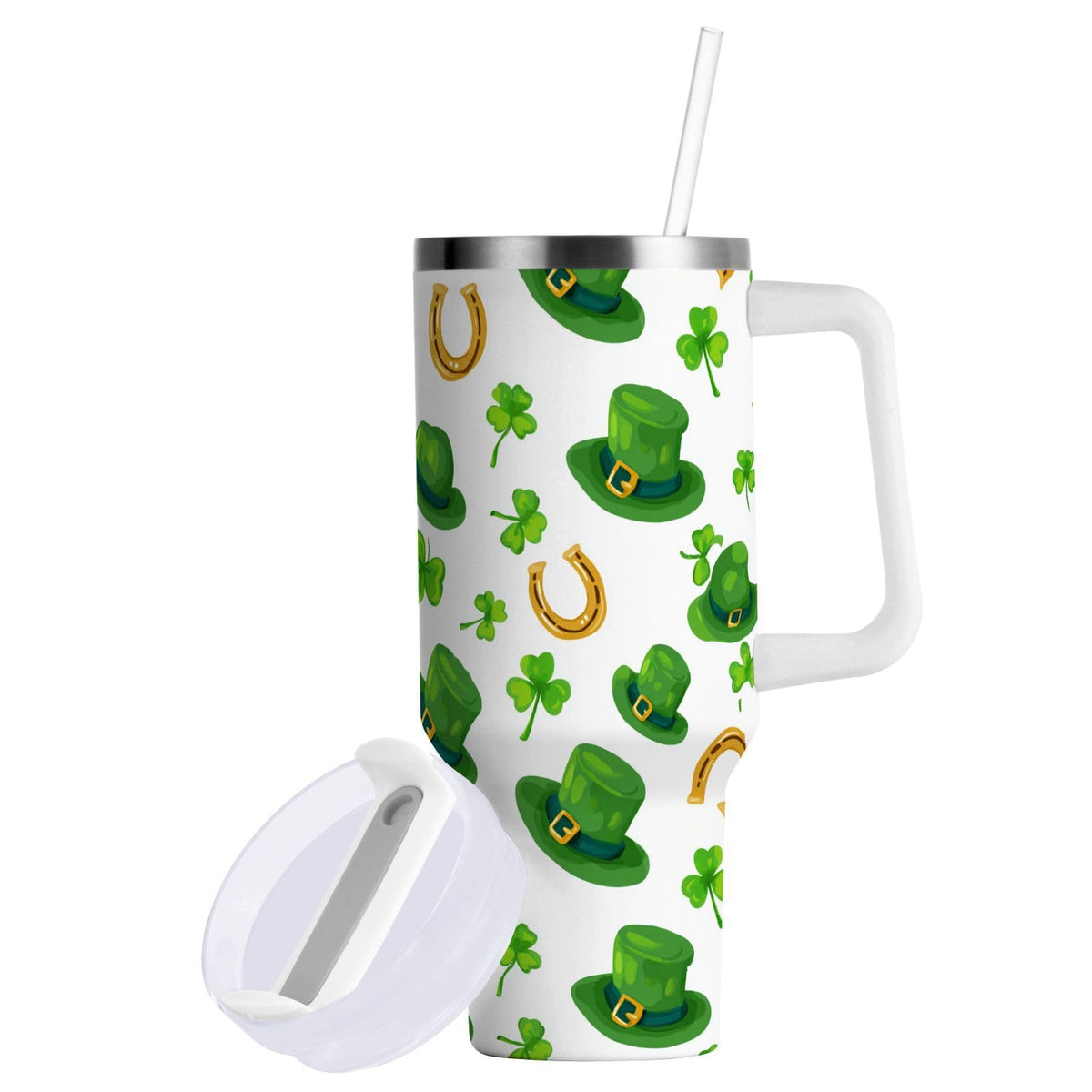 Cartoon Style White Geese Tumbler with Handle and Straw Leak Proof Tumbler 2 in 1 Lid Insulated Water Bottle Tumblers Stainless Steel Cup Large Travel Mug Cups, Gifts for Women Man, 30oz