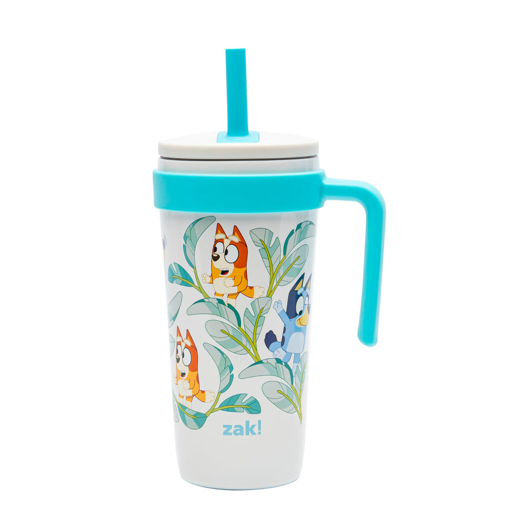 Zak Designs Disney Lilo & Stitch Fairway Travel Tumbler for On the Go or At Home, 18oz Stainless Steel with Vacuum Insulation, Spillproof Silicone Straw, and Carry Handle for Cold Drinks (Stitch)