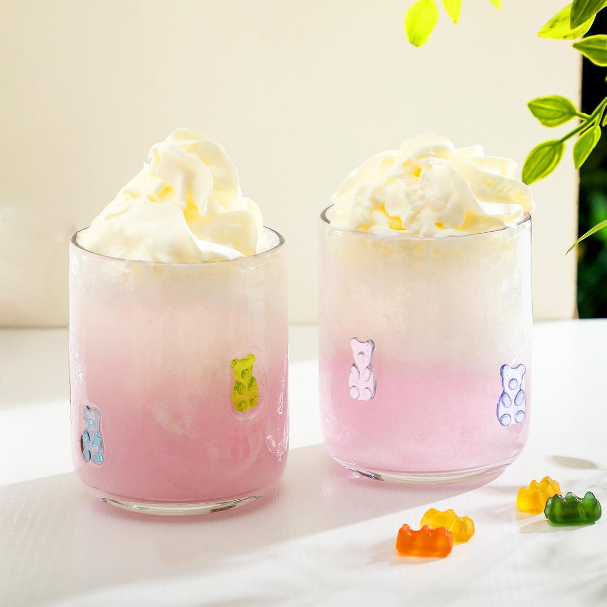 SiliFine 2 Pcs Candy Bear Icon Juice Glasses