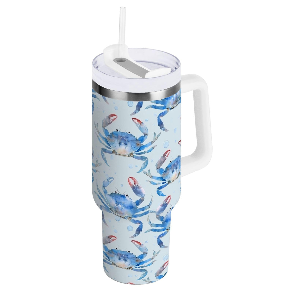 Cherry Print Pattern Stainless Steel Tumbler with Handle and Straw, Water Bottle Reusable Insulated Travel Mug, 30 Ounces