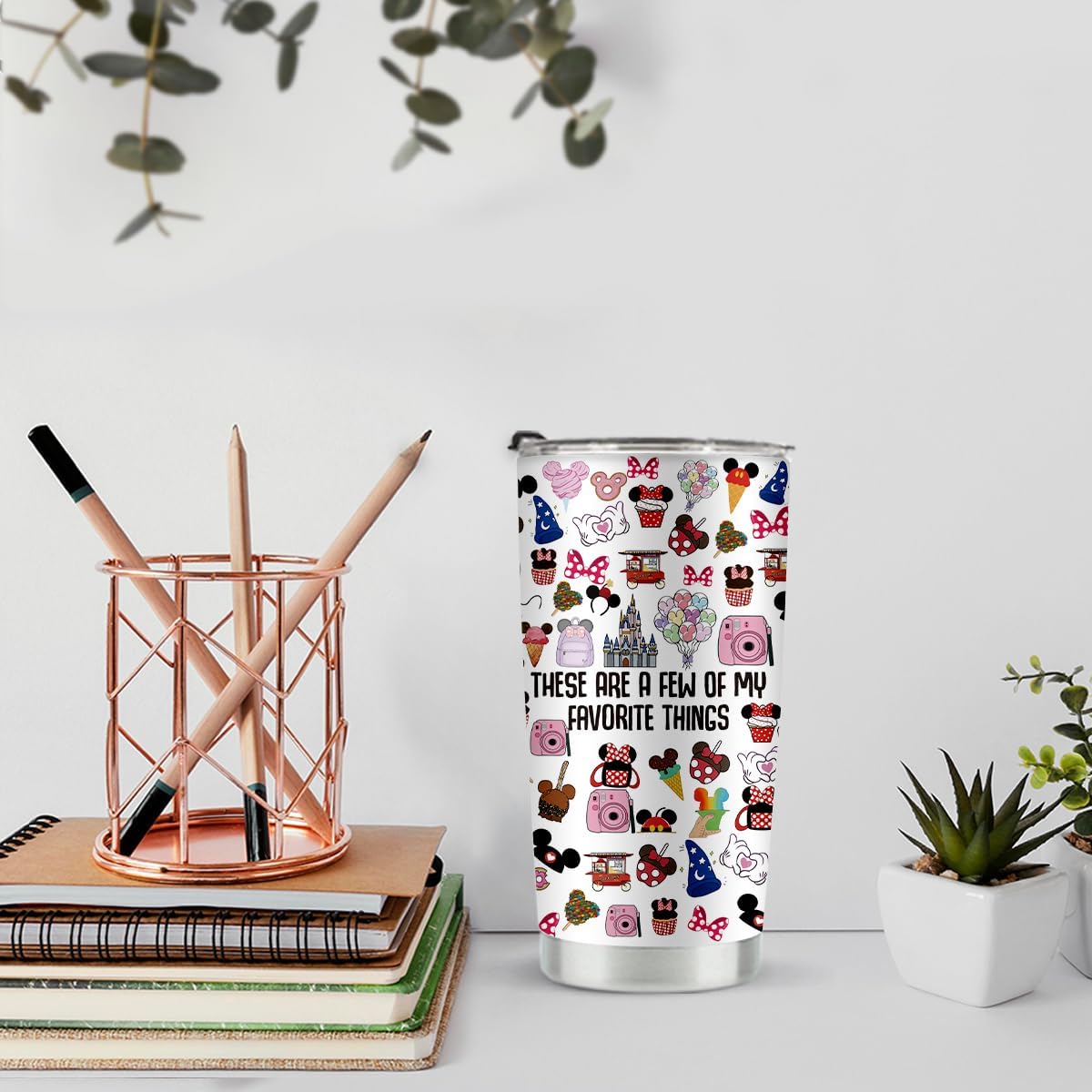 Vacation Trip Gift, Fairytale Fans Coffee Mug, Mouse Family Trip Snacks, Fairy Tales Gifts, Cartoon Character Lover Gift, Mouse Ice Cream, Insulated Stainless Steel Coffee Tumbler, BPA Free 20 oz