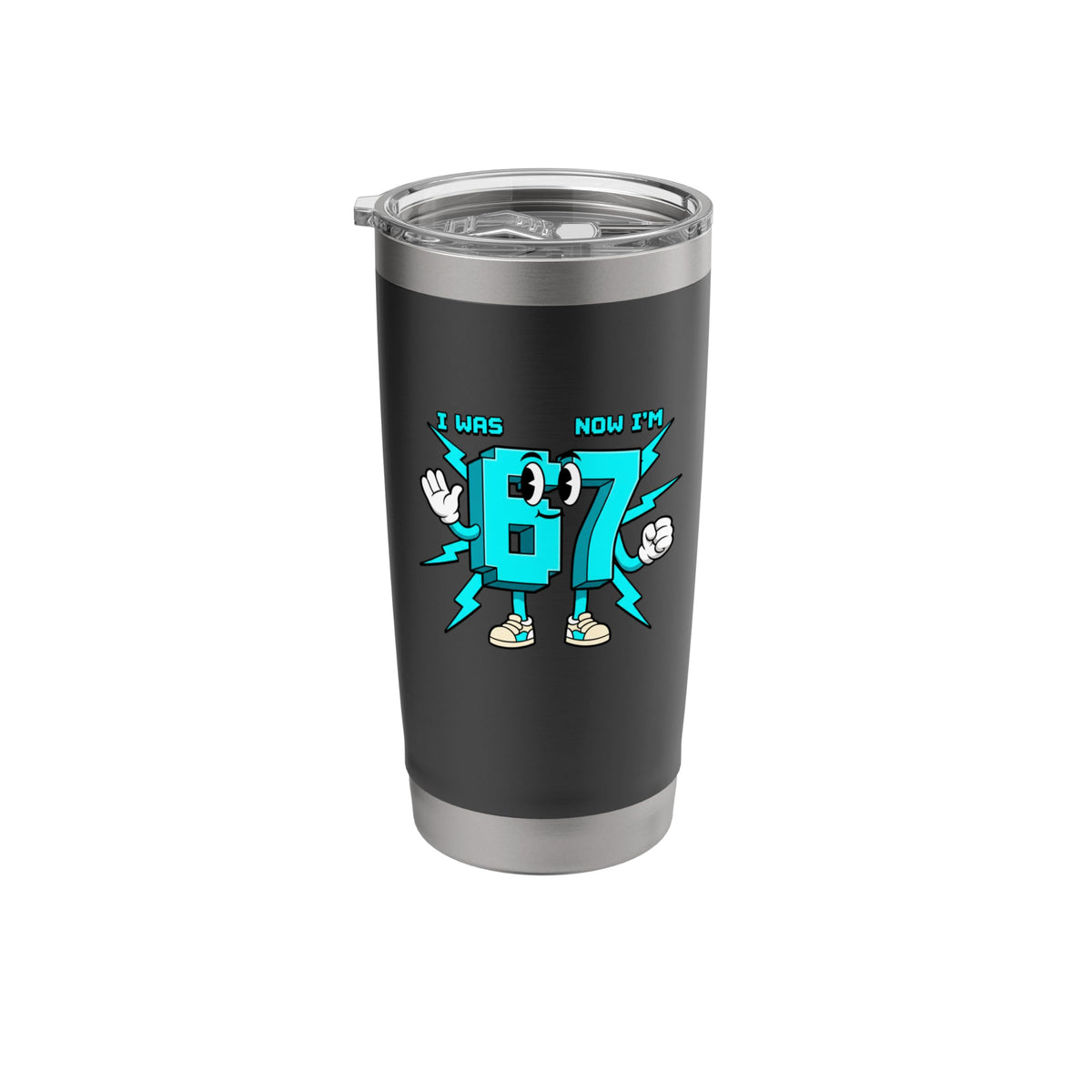 Birthday 67 Cartoon Number, I Was Now I'm 67 Funny 67th Day Stainless Steel Insulated Tumbler