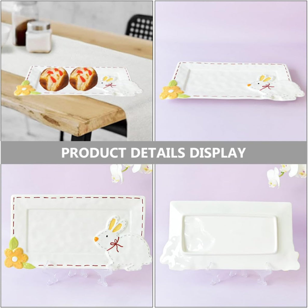 Creative Rabbit Ceramic Plate for Serving Food, Cartoon Novelty Dish