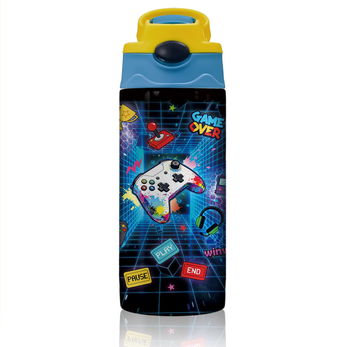 Mermaid Water Bottle for Girls - 12oz Cute Cartoon Kids Water Bottle with Straw, Stainless Steel Tumbler, Insulated, Leak-proof, BPA-free, Pop-up Straw Lid, for School, Children Birthday Gift Cup(1pc)
