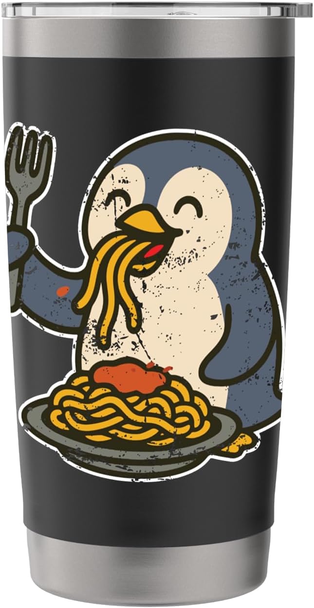 Pasta Loving Penguin Cartoon Stainless Steel Insulated Tumbler