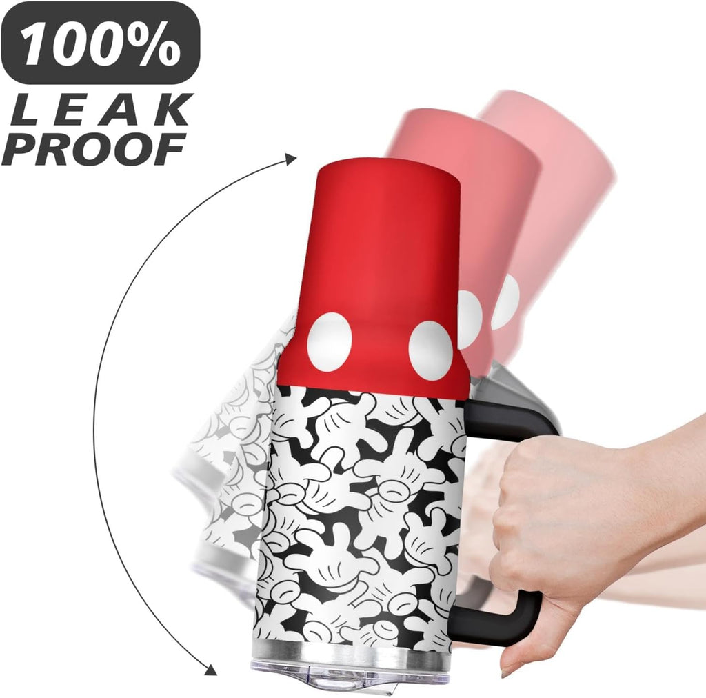 Cartoon Mouse Tumbler 40 Oz With Lid and Straw Stainless Steel Insulated with Handle Gloves Travel Coffee Mug - Birthday,Christmas Gift