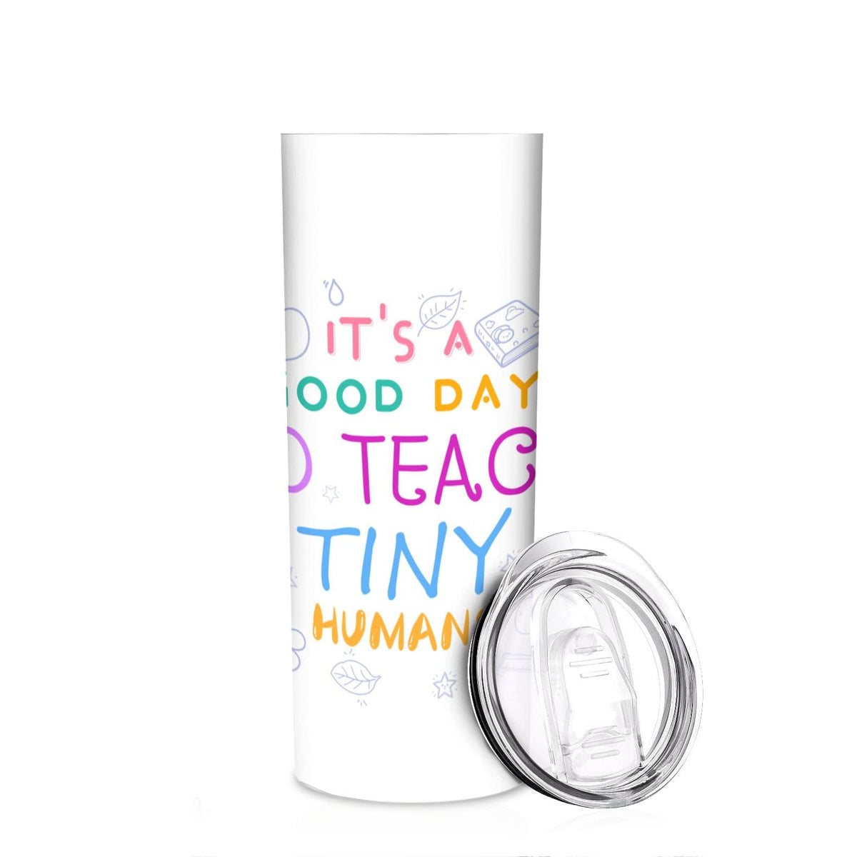 Cartoon Sharks 20 oz Insulated Skinny Tumbler with Lid and Straw, Cute Sea Animals Straight Tumblers Travel Coffee Cup for Men Women