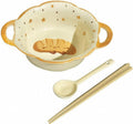 Glazed Ceramic Serving Bowl And Plate With Bakery Themed Smiling Bread Interior For Soup Side Dishes Suitable For Dining, style to 1
