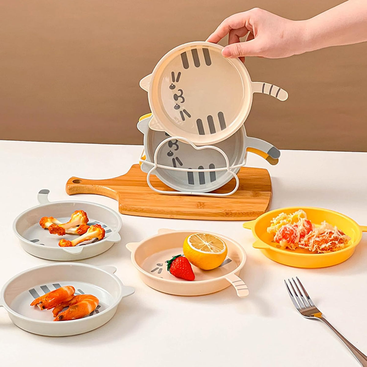 Cartoon Cats Bone Pattern Snacks Serving Dish Kitchen Accessory for Fruits Dessert Party Tableware