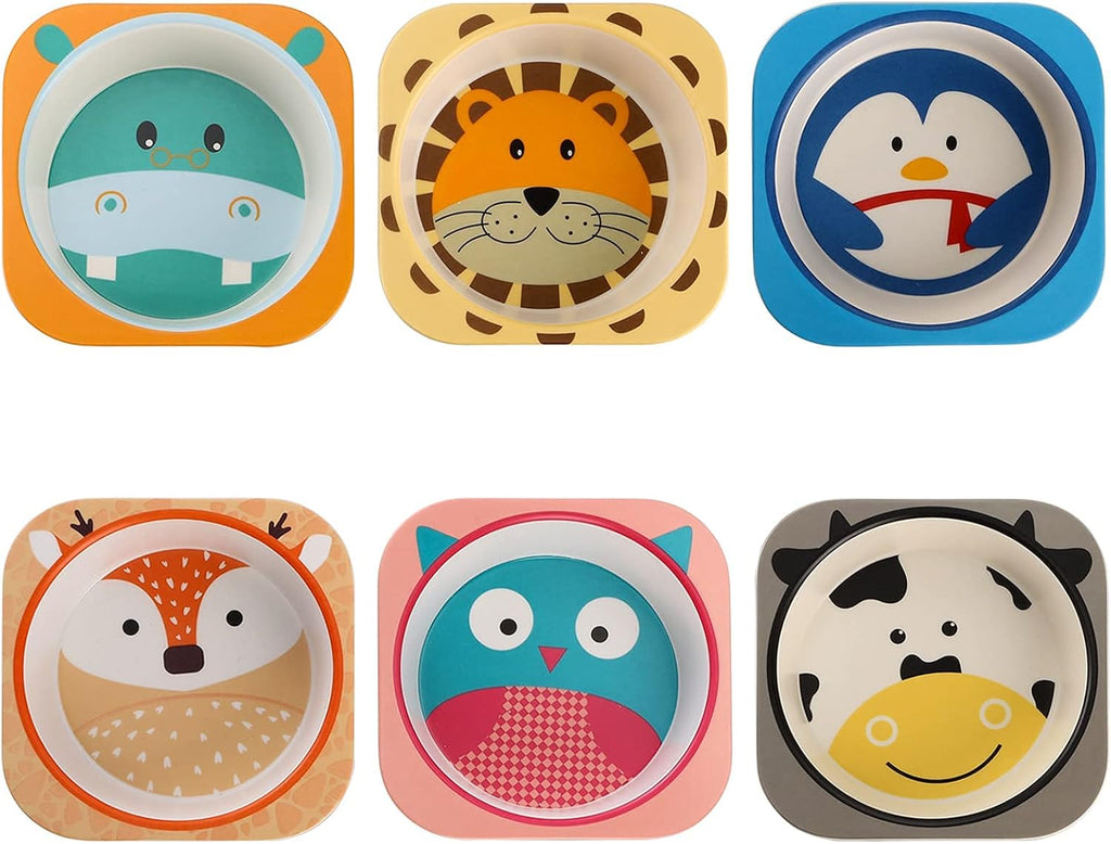 ZEAYEA 6 Pack 10 Oz Small Bowls, Durable Cartoon Bowls for Children, BPA Free Cute Snack Bowl, Square Dinner Tableware for Serving Soup, Cereal, Pasta, Ice Cream, Dishwasher Safe
