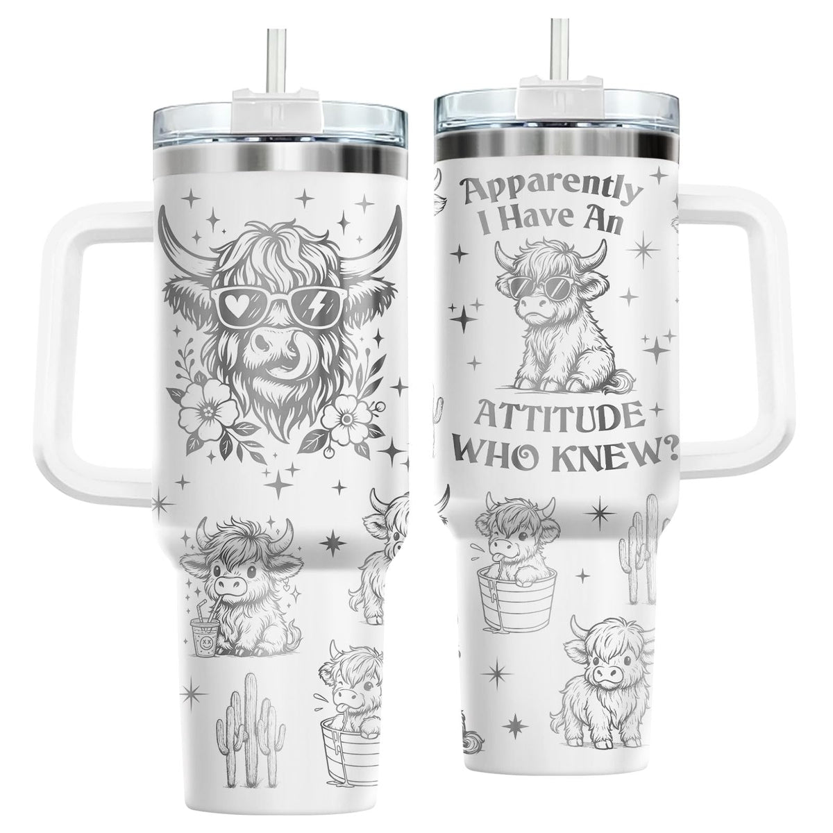 Movie Cartoon Dog Tumbler 40oz with Handle & Straw