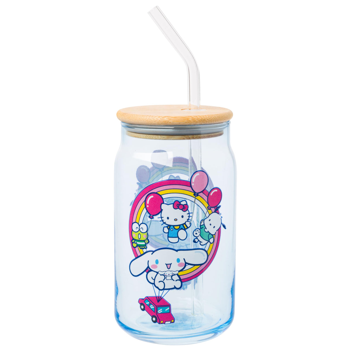 Silver Buffalo Sanrio Hello Kitty Waving Design Print, Glass Tumbler, 16oz