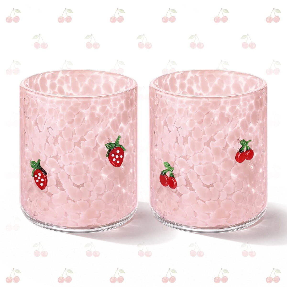 2 Pcs 14 oz Strawberry Cherry Icon Juice Glass Fruit Party Supplies