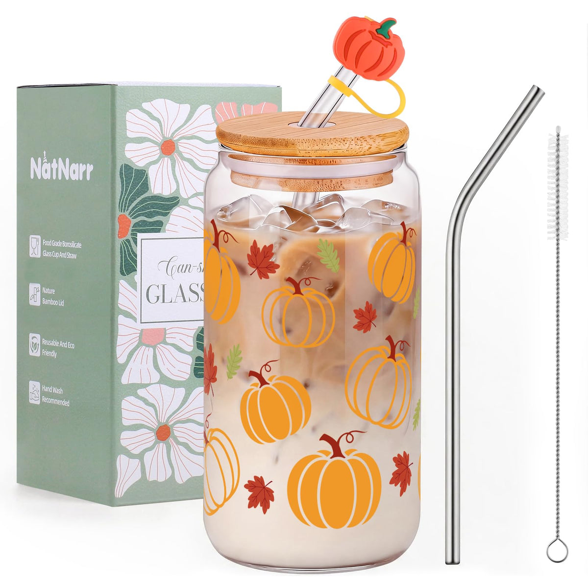 Black Bow Glass Cup with Lids And Straws Cute Halloween Gifts for Women