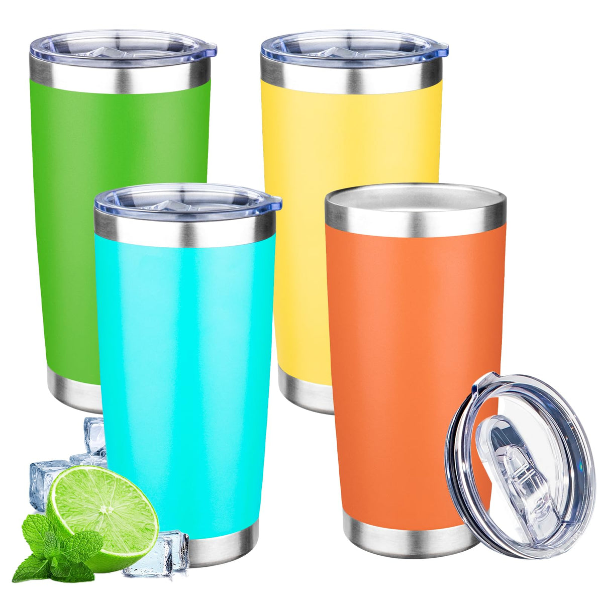 20oz Tumbler with Lid Double Wall Vacuum Insulated Travel Coffee Mug Stainless Steel Thermal Cup Powder Coated Sturdy Coffee Tumbler Bulk for Hot and Cold Beverage (Pink,1)